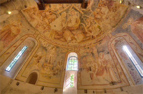 Pintiras murales del ábside de la iglesa de San CLodio de Leiro